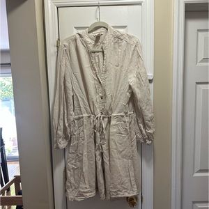 H&M linen blend drawstring waist dress L